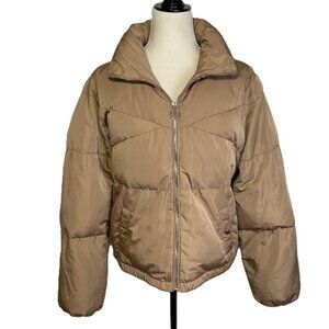 12th Tribe Closer to You Camel Tan Brown Puffer Jacket Size M